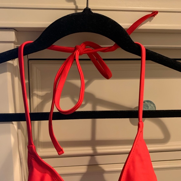Girlfriend Collective Marina Cabo Red String Bikini Top Size Medium - Picture 3 of 6